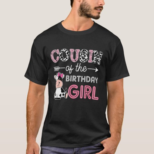 誕生日おめでとうガールおばけ牛の従兄弟マッチ Tシャツ (正面)