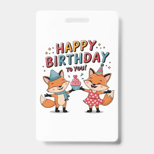 誕生日おめでとうキツネ バッジ (正面)