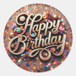 誕生日おめでとうキラキラのステッカー ラウンドシール