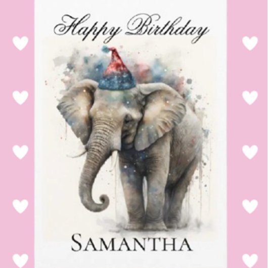 誕生日おめでとうゾウさん折り紙グリーティングカード カード