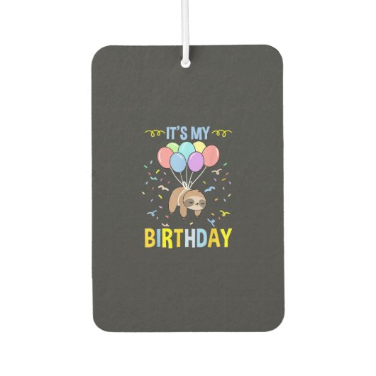 誕生日おめでとうナマケモノTシャツ カーエアーフレッシュナー (正面)