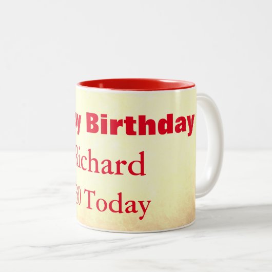 誕生日おめでとうパーソナライズされた ツートーンマグカップ (正面右)