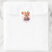 誕生日おめでとうパーティーハットの子猫 🐱 スクエアシール (バッグ)