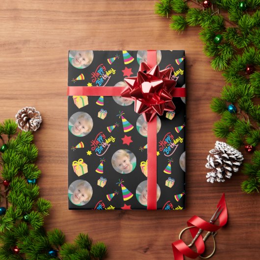 誕生日おめでとうフォト ラッピングペーパー (クリスマスギフト)