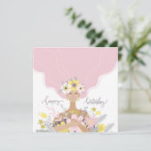 誕生日おめでとうフラットカード 自然の花 (スタンド正面)
