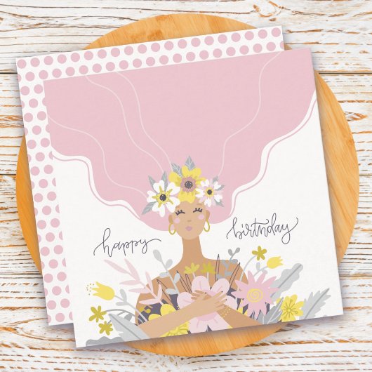 誕生日おめでとうフラットカード 自然の花