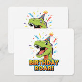 誕生日おめでとうロアラ可愛い恐竜の誕生日パーティーデザイン 招待状 (正面/裏面)