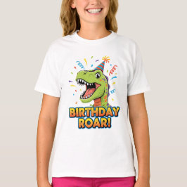 誕生日おめでとうロアラ可愛い恐竜の誕生日パーティーデザイン Tシャツ