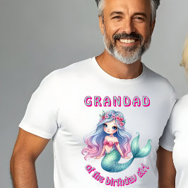 誕生日おめでとう人魚のじいじのTシャツ Tシャツ