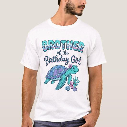 誕生日おめでとう妹・姉・弟・兄Turtle Tシャツ デザイン (正面)