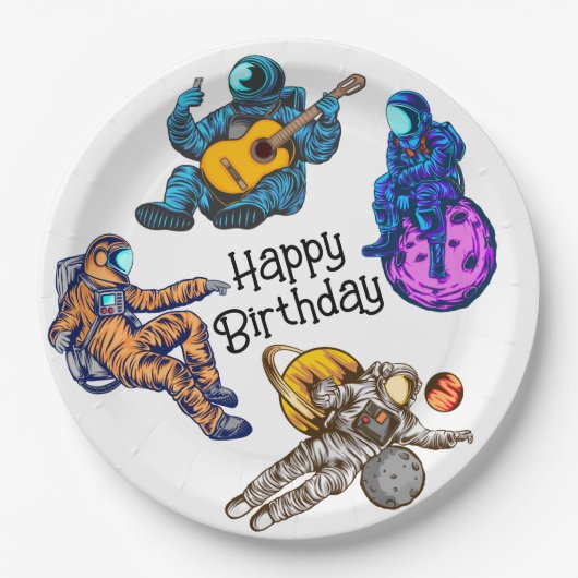 誕生日おめでとう宇宙飛行士 ペーパープレート (正面)