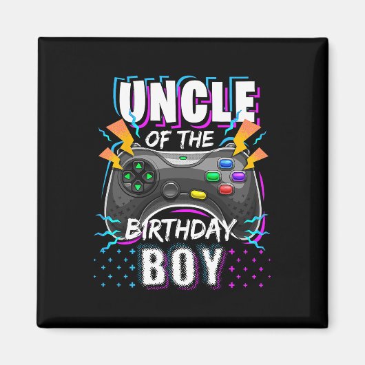 誕生日おめでとう少年と一緒のビデオゲームおじさん マグネット (正面)