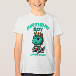 誕生日おめでとう恐竜Tシャツ 4歳の誕生日を今日迎えるカスタムデザイン トライブレンドTシャツ