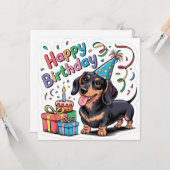 誕生日おめでとう犬 カード (正面/裏面インサイチュ)