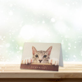 誕生日おめでとう猫の顔のサプライズ カード