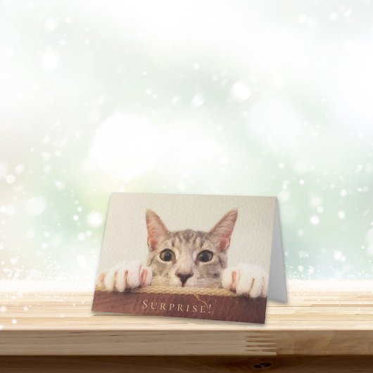 誕生日おめでとう猫の顔のサプライズ カード