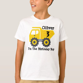 誕生日おめでとう男の子 イエロー ダンプトラック Tシャツ