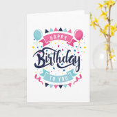 誕生日おめでとう紙吹雪および旗布 カード (黄色い花)