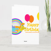 誕生日おめでとう青い漫画の恐竜 カード (裏面)