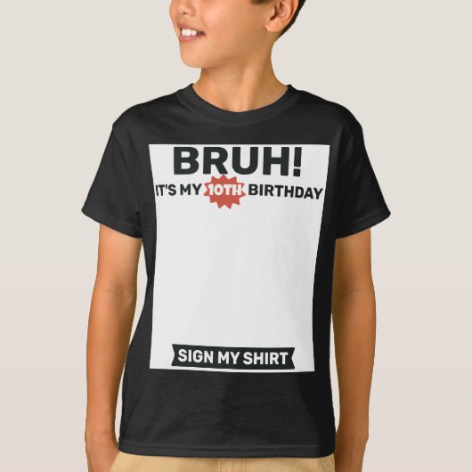 誕生日おめでとう10歳サインTシャツデザイン Tシャツ (正面)