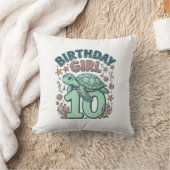 誕生日おめでとう10歳 ウミガメ ビンテージ風の彫刻デザイン クッション (ブランケット)