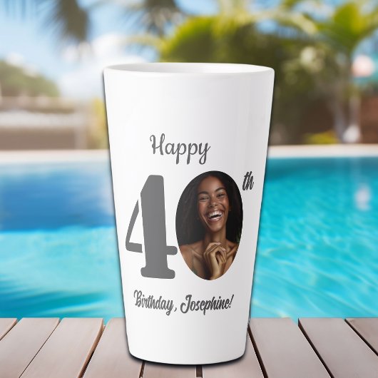 誕生日おめでとう40歳フォトギフト カフェラテマグ