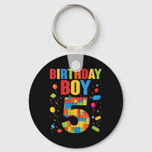 誕生日おめでとう5歳の男の子 ブロック 5歳の誕生日 キーホルダー