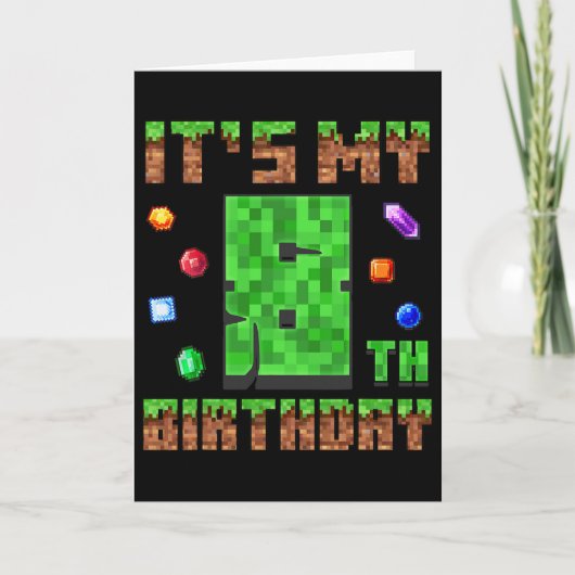 誕生日おめでとう8歳のゲーマー ピクセルデザイン カード (正面)