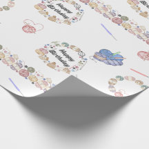 誕生日おめでとう かぎ針編み ラッピングペーパー