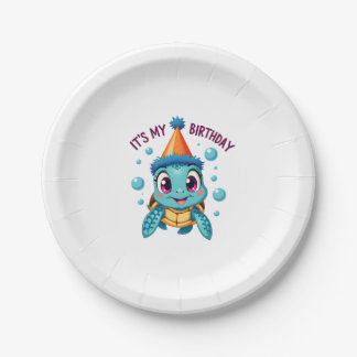 誕生日おめでとう かわいいウミガメ 海の誕生日パ ペーパープレート