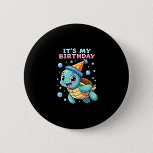 誕生日おめでとう かわいいウミガメ 海の誕生日パ 缶バッジ