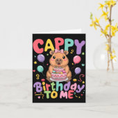 誕生日おめでとう！かわいいカピバラのバースデーギフト カード (黄色い花)