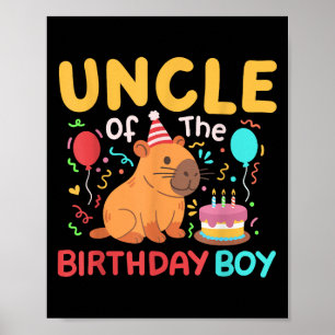 誕生日おめでとう!かわいいカピバラの男の子のおじさんギフト ポスター