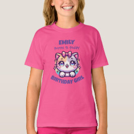 誕生日おめでとう! かわいい猫のTシャツ - 名前と年齢をカスタマイズ Tシャツ