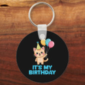 誕生日おめでとう かわいい猫 キーホルダー (正面)