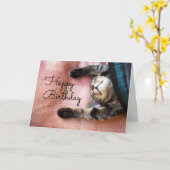 誕生日おめでとう | ねむねむ子猫 カード (黄色い花)