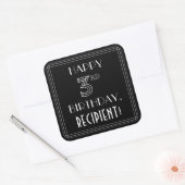 誕生日おめでとう;アールデコスタイル;名前をカスタムする スクエアシール (封筒)