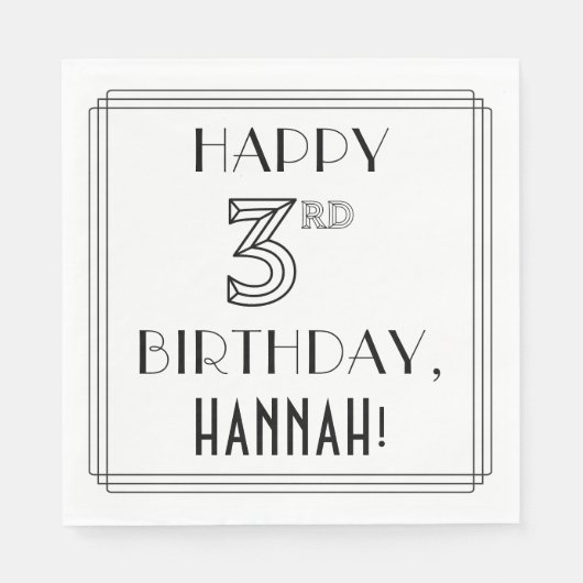 誕生日おめでとう;アールデコスタイル;名前をカスタムする スタンダードランチョンナプキン (正面)