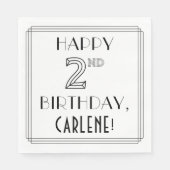 誕生日おめでとう;アールデコスタイル;名前をカスタムする スタンダードランチョンナプキン (正面)