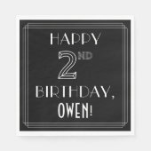 誕生日おめでとう;アールデコスタイル;名前をカスタムする スタンダードランチョンナプキン (正面)