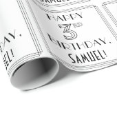 誕生日おめでとう;アールデコスタイル;名前をカスタムする ラッピングペーパー (ロールコーナー)