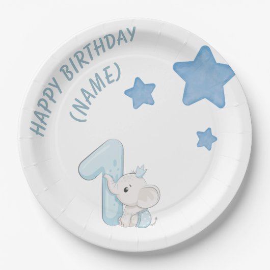 誕生日おめでとう(カスタマイズ可能な文字と名前) ペーパープレート (正面)