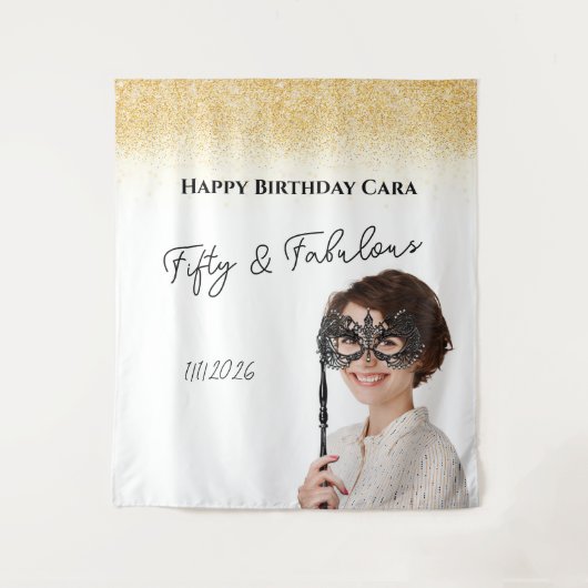 誕生日おめでとう カスタムフォト タペストリー (正面)