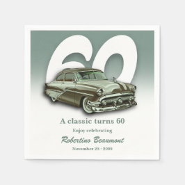 誕生日おめでとう！クラシックカーの旅で60歳に スタンダードカクテルナプキン