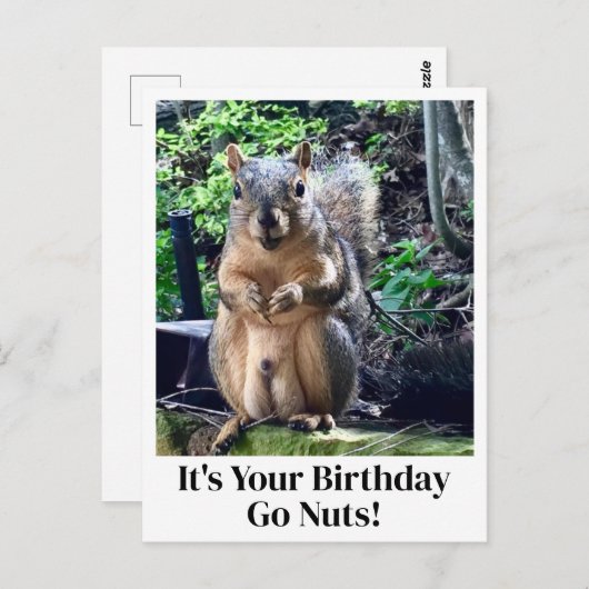 誕生日おめでとう！クレイジーなリスジョーク ポストカード (正面/裏面)