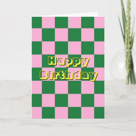 誕生日おめでとう グリーン ピンク イエロー 引用 カード