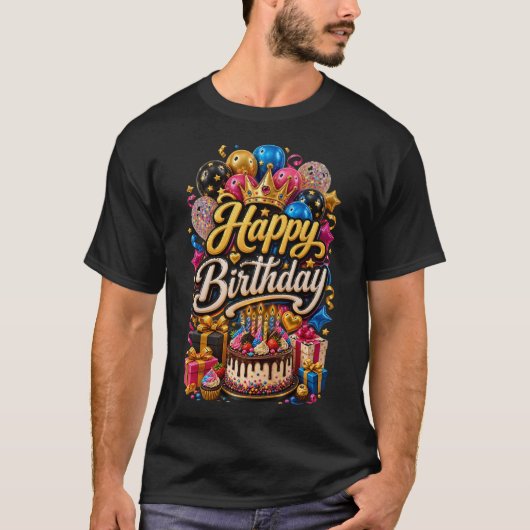 誕生日おめでとう ゴールデンクラウン Tシャツ (正面)