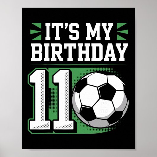 誕生日おめでとう!サッカー少年 11歳の誕生日 ポスター (正面)
