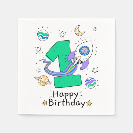 誕生日おめでとう スタンダードカクテルナプキン (正面)