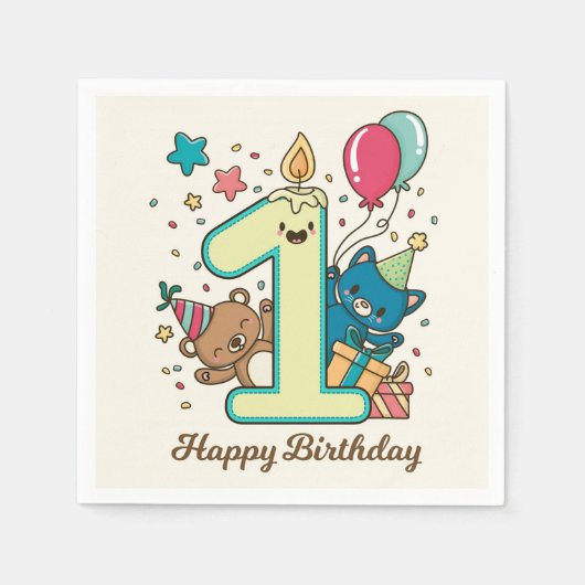 誕生日おめでとう スタンダードカクテルナプキン (正面)